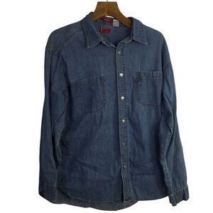 Levi's Mens Denim Shirt Long Sleeve Collared Loose Fit Stretch Blue Size Large